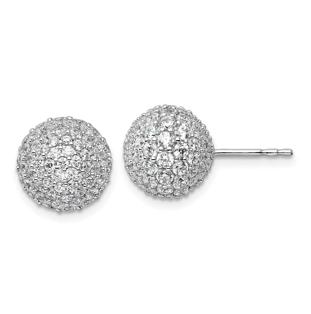14k White Gold 4 1/5 carat Lab Grown Diamond VS+ F+ Pave Ball Complete Stud Post Earrings