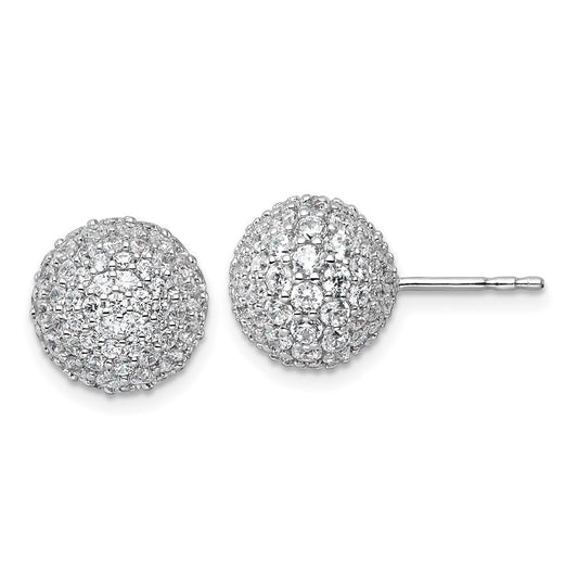 14k White Gold 4 1/5 carat Lab Grown Diamond VS+ F+ Pave Ball Complete Stud Post Earrings
