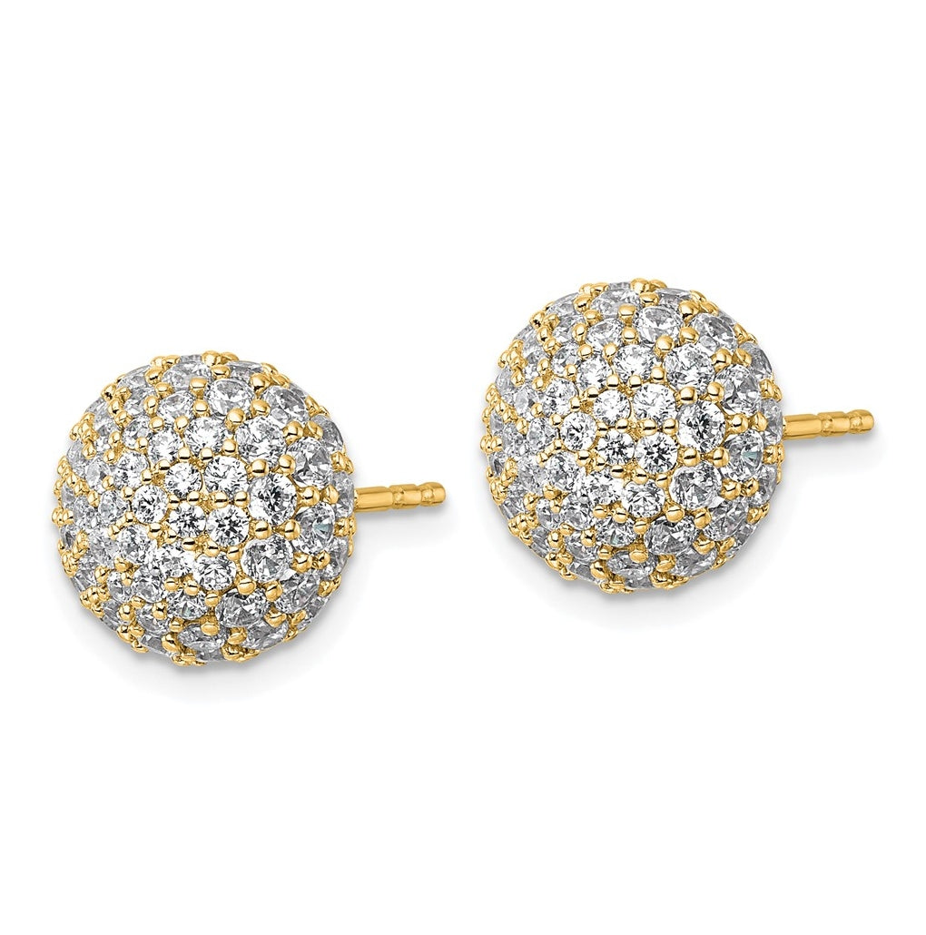 14k Yellow Gold 4 1/5 carat Lab Grown Diamond VS+ F+ Pave Ball Complete Stud Post Earrings
