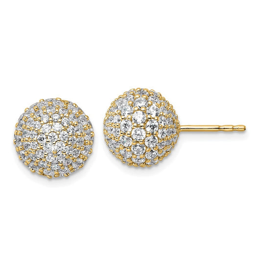 14k Yellow Gold 4 1/5 carat Lab Grown Diamond VS+ F+ Pave Ball Complete Stud Post Earrings