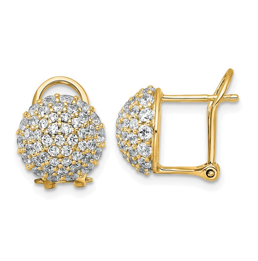 14k Yellow Gold 1 5/8 carat Lab Grown Diamond VS+ F+ Pave Ball Complete Leverback Post Earrings