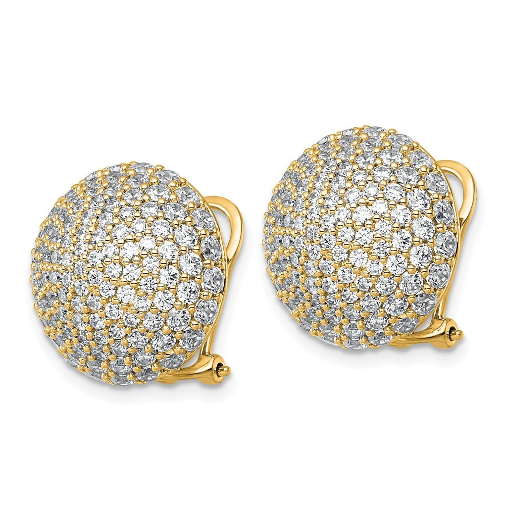 14k Yellow Gold 4 carat Lab Grown Diamond VS+ F+ Pave Ball Complete Leverback Post Earrings