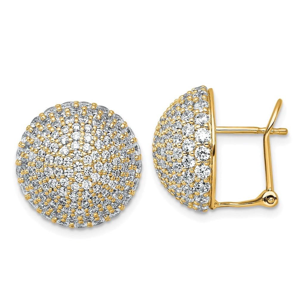 14k Yellow Gold 4 carat Lab Grown Diamond VS+ F+ Pave Ball Complete Leverback Post Earrings
