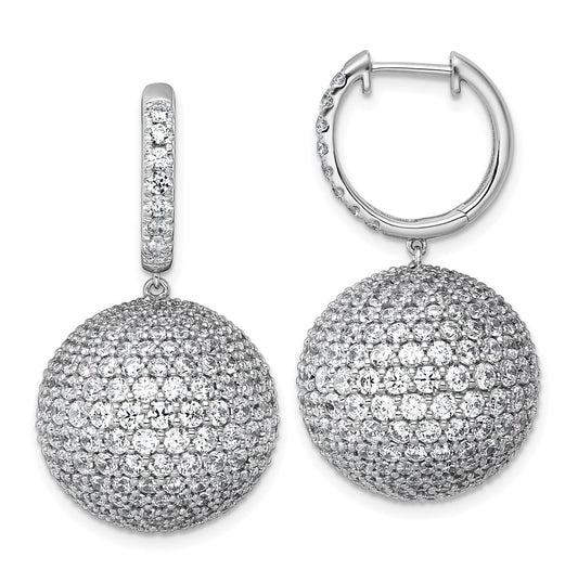 14k White Gold 13 7/8 carat Lab Grown Diamond VS+ F+ Pave Ball Complete Dangle Hoop Earrings