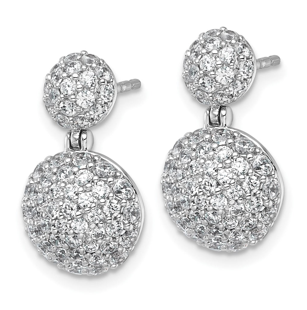14k White Gold 2 1/8 carat Lab Grown Diamond VS+ F+ Pave Ball Complete Dangle Post Earrings