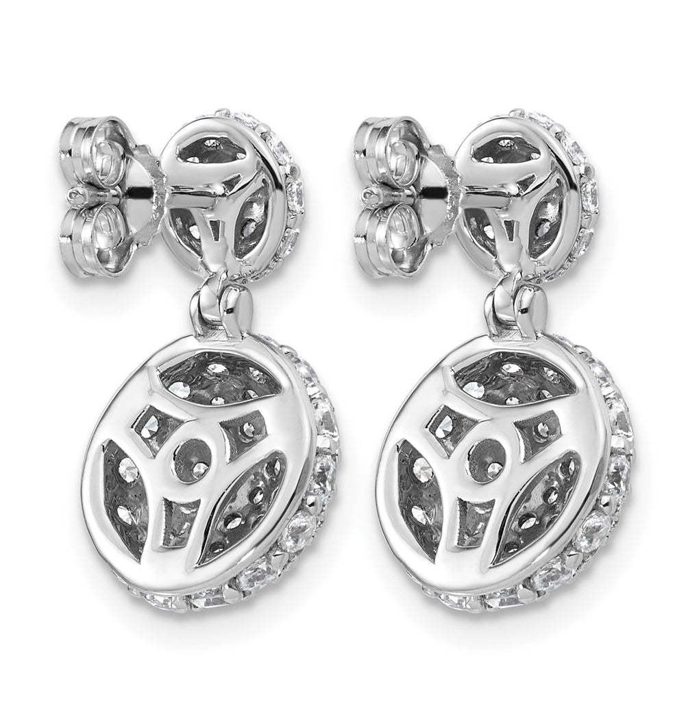 14k White Gold 2 1/8 carat Lab Grown Diamond VS+ F+ Pave Ball Complete Dangle Post Earrings