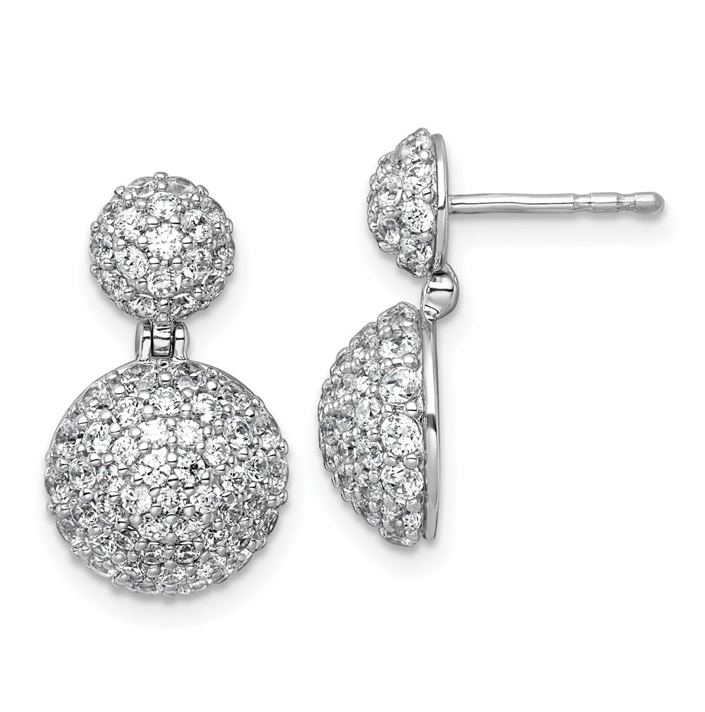 14k White Gold 2 1/8 carat Lab Grown Diamond VS+ F+ Pave Ball Complete Dangle Post Earrings