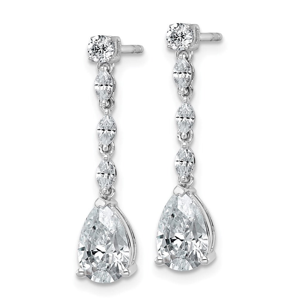 14k White Gold 2 1/2 carat Lab Grown Diamond VS+ F+ Complete Fashion Dangle Post Earrings