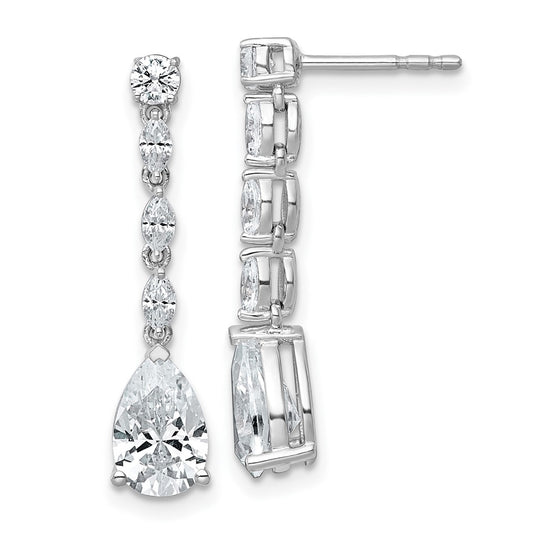 14k White Gold 2 1/2 carat Lab Grown Diamond VS+ F+ Complete Fashion Dangle Post Earrings