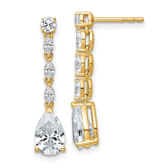 14k Yellow Gold 2 1/2 carat Lab Grown Diamond VS+ F+ Complete Fashion Dangle Post Earrings