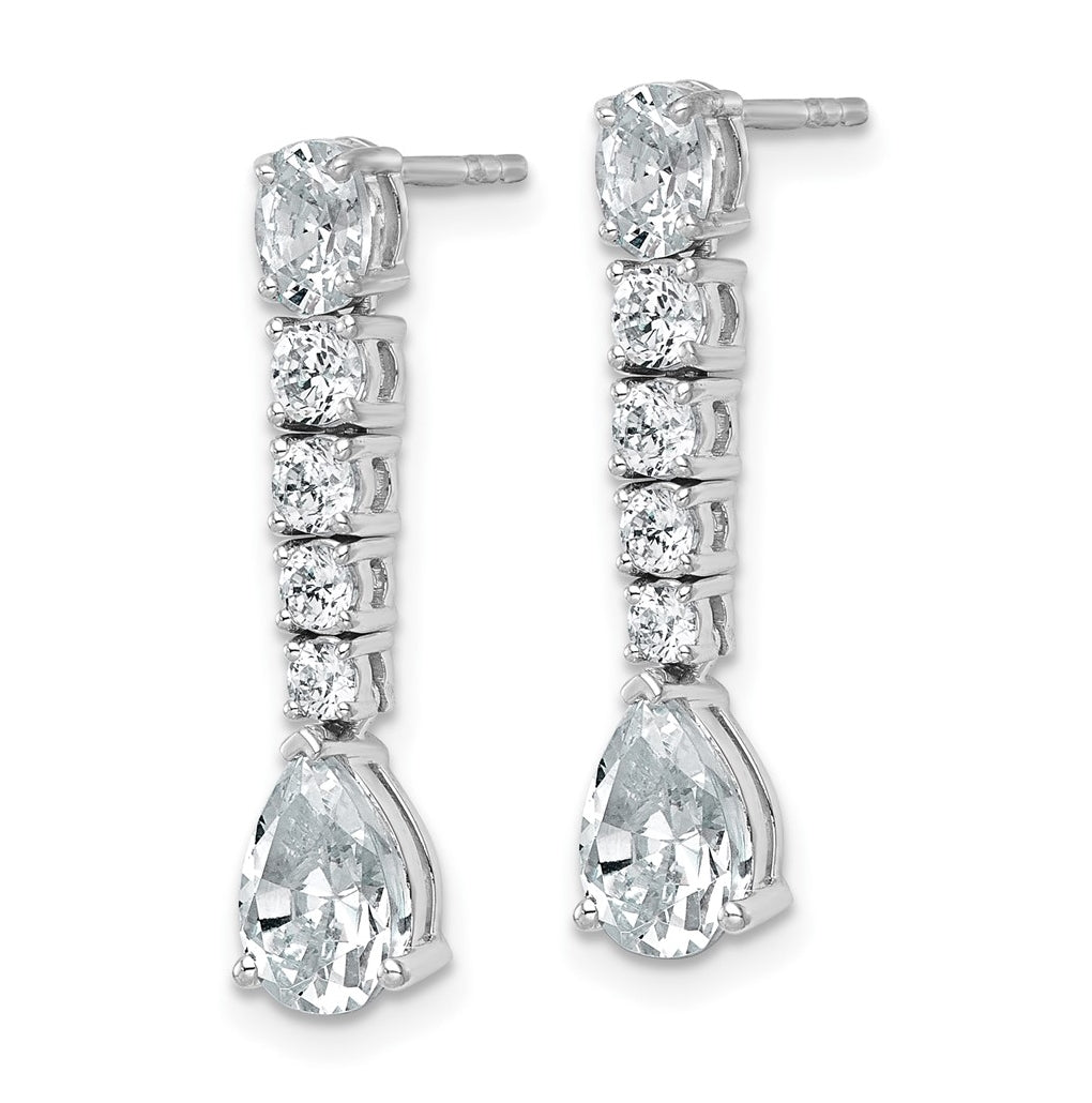 14k White Gold 2 1/2 carat Lab Grown Diamond VS+ F+ Complete Fashion Dangle Post Earrings