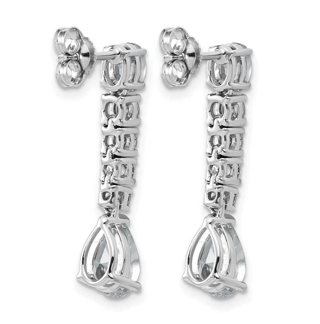 14k White Gold 2 1/2 carat Lab Grown Diamond VS+ F+ Complete Fashion Dangle Post Earrings