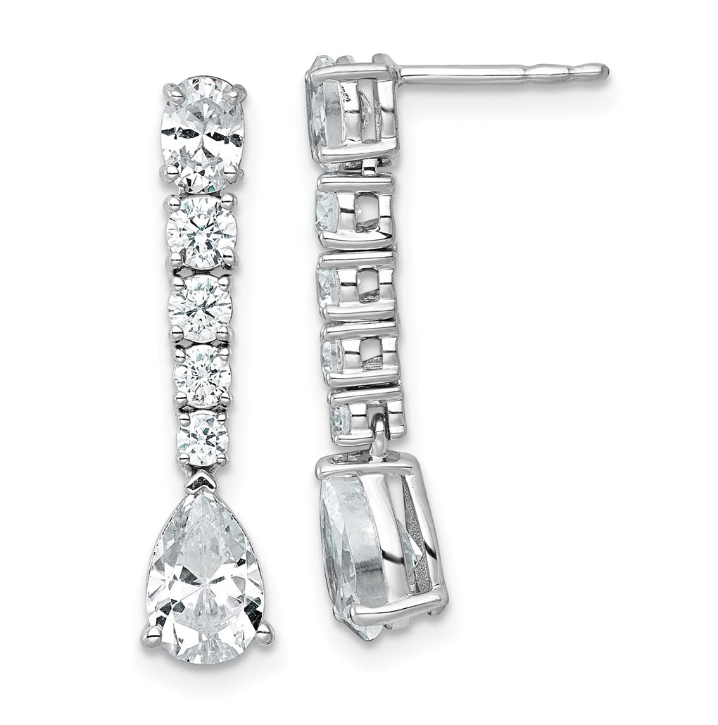14k White Gold 2 1/2 carat Lab Grown Diamond VS+ F+ Complete Fashion Dangle Post Earrings