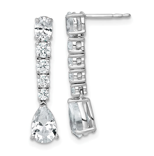 14k White Gold 2 1/2 carat Lab Grown Diamond VS+ F+ Complete Fashion Dangle Post Earrings