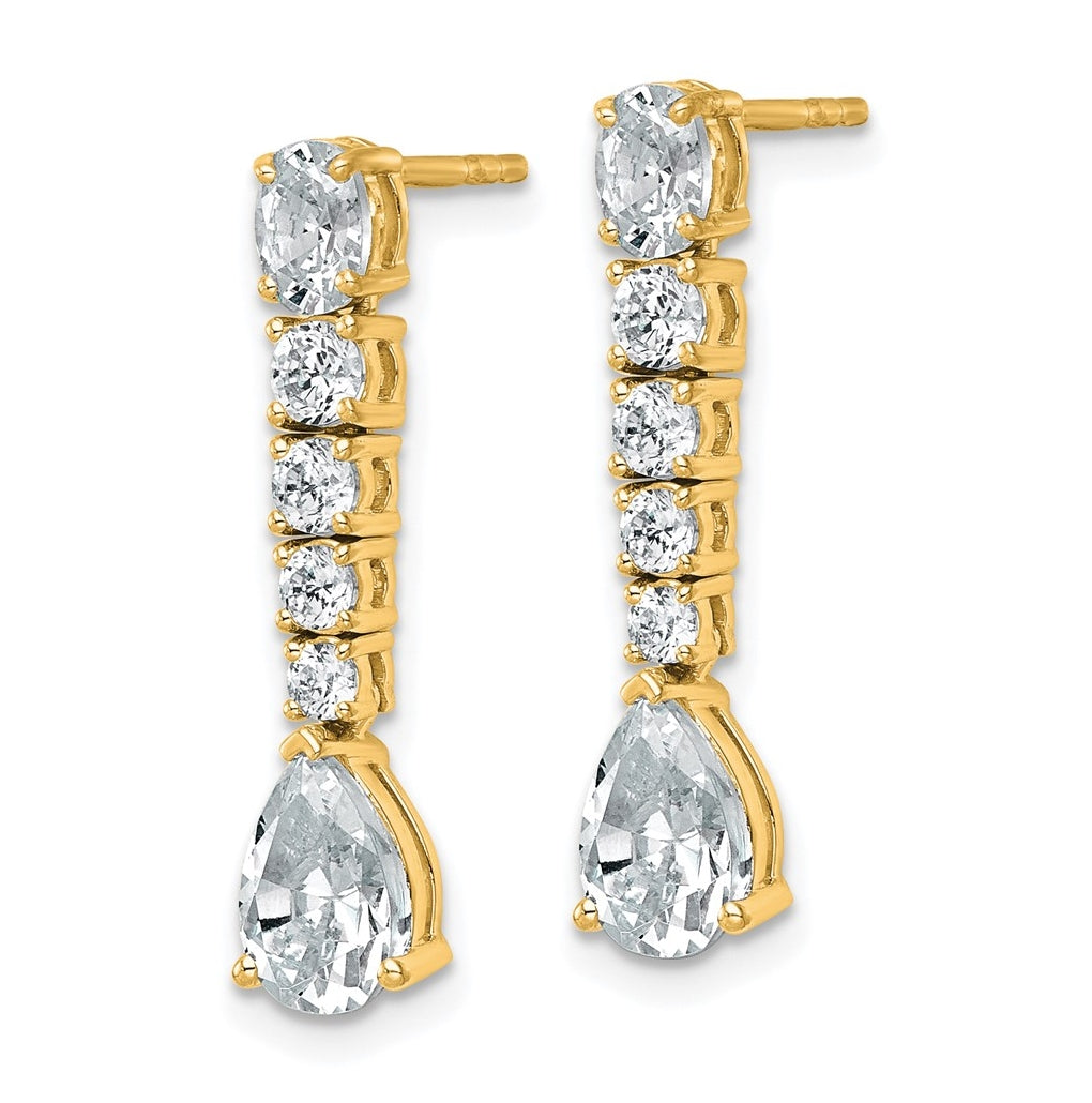 14k Yellow Gold 2 1/2 carat Lab Grown Diamond VS+ F+ Complete Fashion Dangle Post Earrings