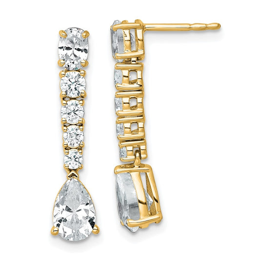 14k Yellow Gold 2 1/2 carat Lab Grown Diamond VS+ F+ Complete Fashion Dangle Post Earrings