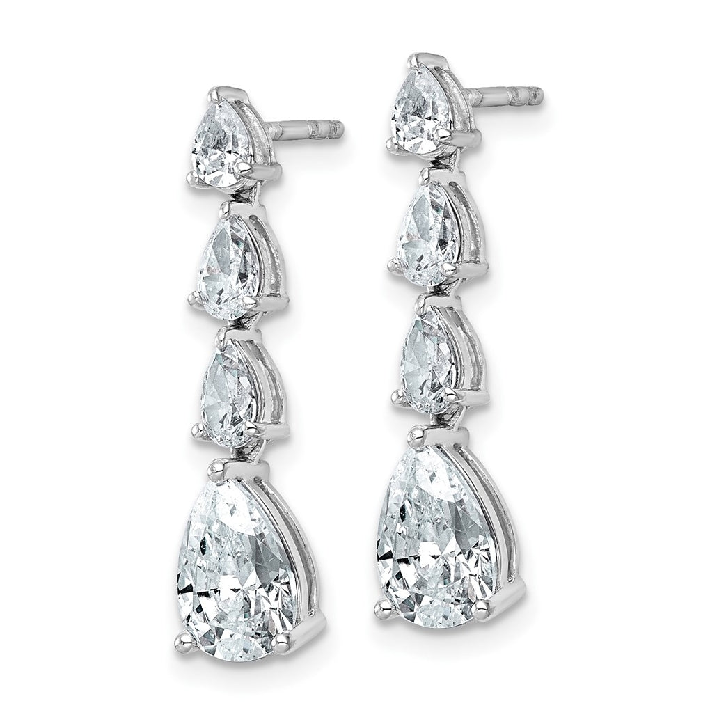 14k White Gold 3 carat Lab Grown Diamond VS+ F+ Complete Fashion Dangle Post Earrings