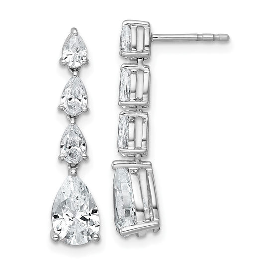 14k White Gold 3 carat Lab Grown Diamond VS+ F+ Complete Fashion Dangle Post Earrings