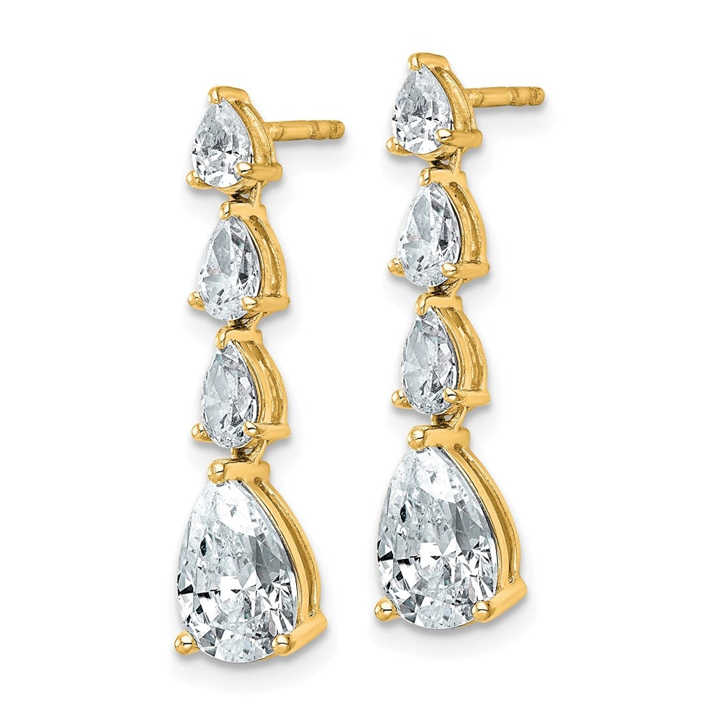 14k Yellow Gold 3 carat Lab Grown Diamond VS+ F+ Complete Fashion Dangle Post Earrings