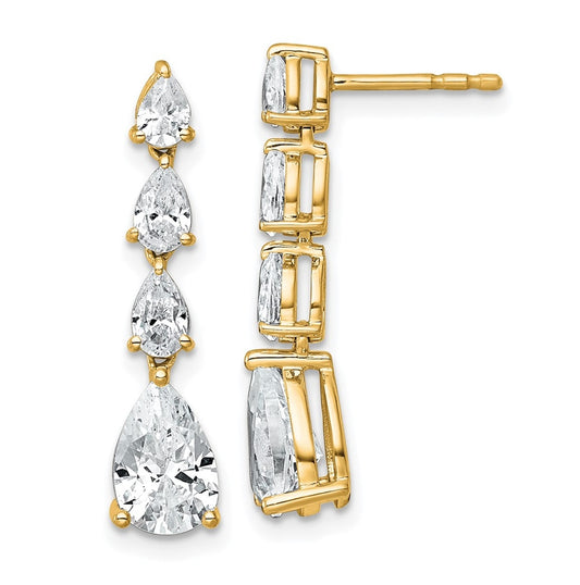 14k Yellow Gold 3 carat Lab Grown Diamond VS+ F+ Complete Fashion Dangle Post Earrings