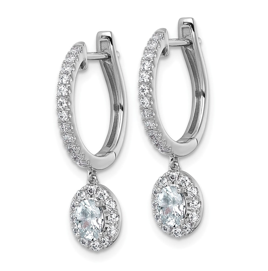14k White Gold 1 carat Lab Grown Diamond VS+ F+ Complete Dangle Hoop Earrings