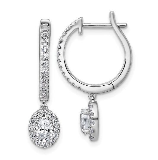 14k White Gold 1 carat Lab Grown Diamond VS+ F+ Complete Dangle Hoop Earrings