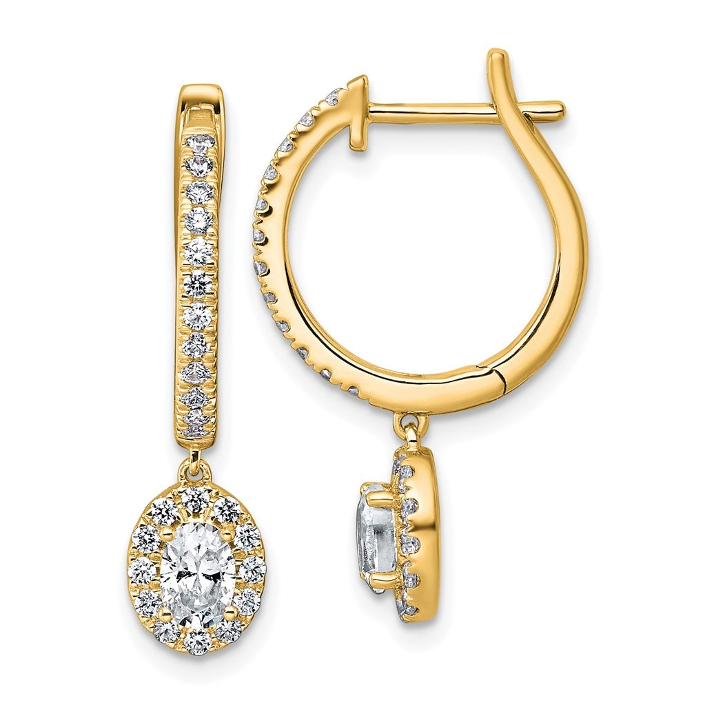 14k Yellow Gold 1 carat Lab Grown Diamond VS+ F+ Complete Dangle Hoop Earrings
