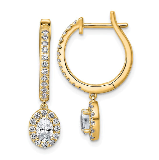 14k Yellow Gold 1 carat Lab Grown Diamond VS+ F+ Complete Dangle Hoop Earrings