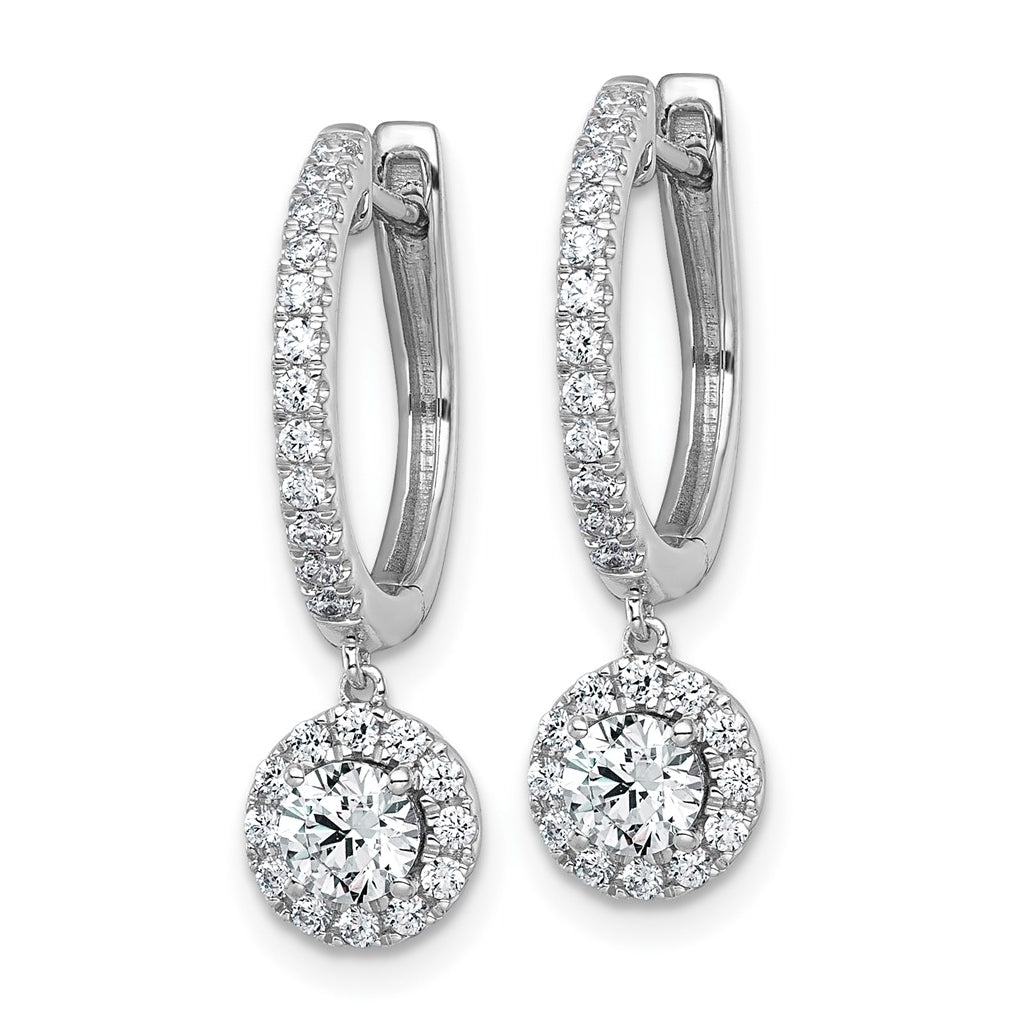 14k White Gold 1 carat Lab Grown Diamond VS+ F+ Complete Dangle Hoop Earrings