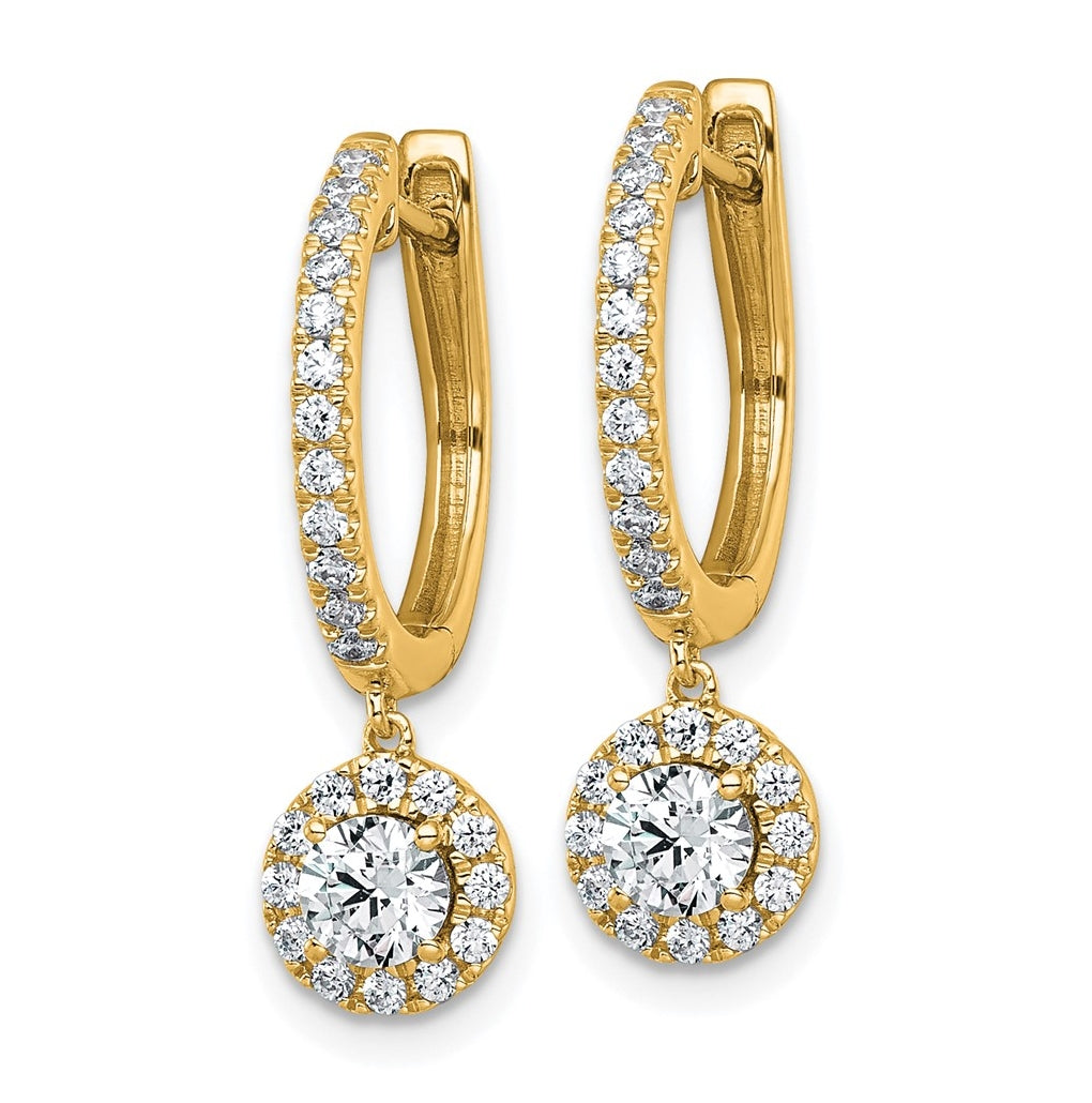 14k Yellow Gold 1 carat Lab Grown Diamond VS+ F+ Complete Dangle Hoop Earrings