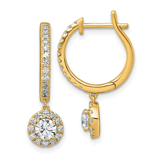 14k Yellow Gold 1 carat Lab Grown Diamond VS+ F+ Complete Dangle Hoop Earrings