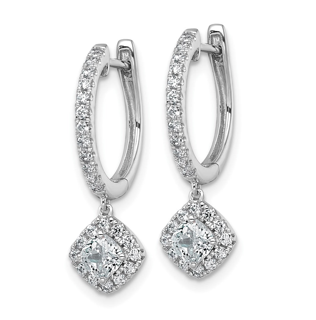 14k White Gold 1 carat Lab Grown Diamond VS+ F+ Complete Dangle Hoop Earrings