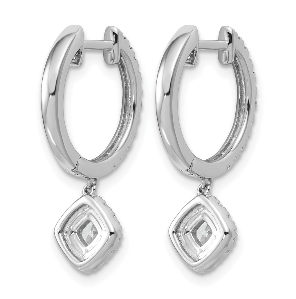14k White Gold 1 carat Lab Grown Diamond VS+ F+ Complete Dangle Hoop Earrings