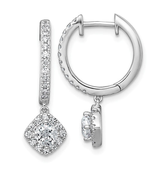 14k White Gold 1 carat Lab Grown Diamond VS+ F+ Complete Dangle Hoop Earrings