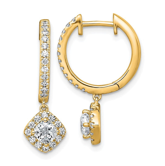 14k Yellow Gold 1 carat Lab Grown Diamond VS+ F+ Complete Dangle Hoop Earrings