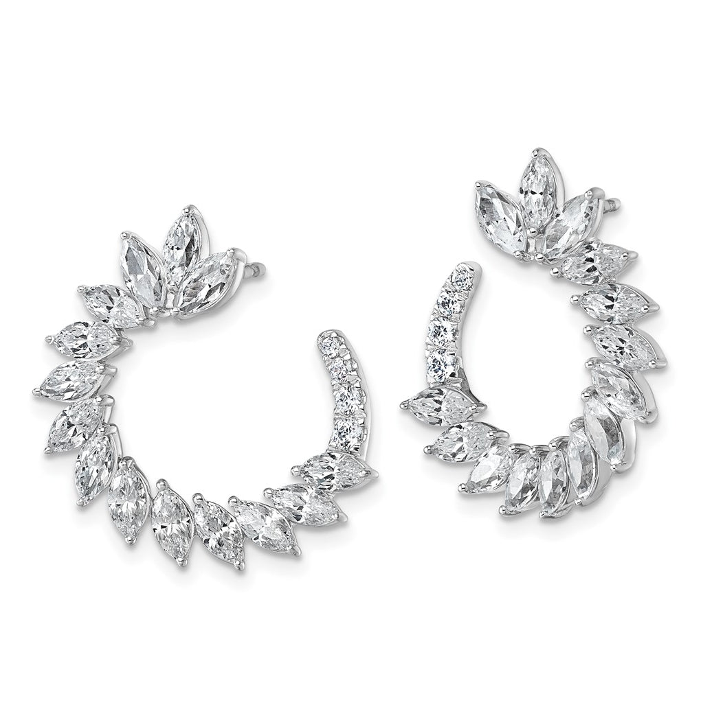 14k White Gold 3 3/4 carat Lab Grown Diamond VS+ F+ Complete Fashion J-Hoop Post Earrings
