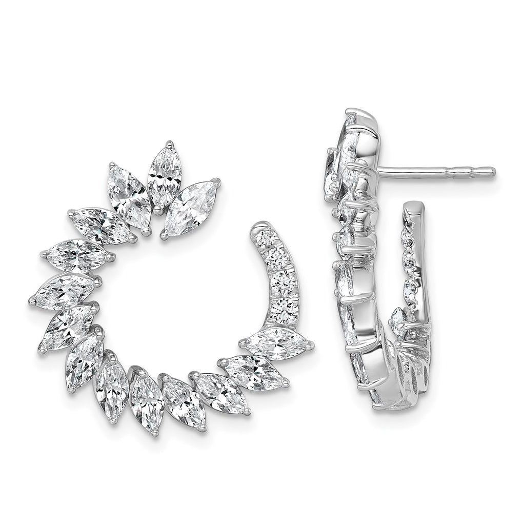 14k White Gold 3 3/4 carat Lab Grown Diamond VS+ F+ Complete Fashion J-Hoop Post Earrings