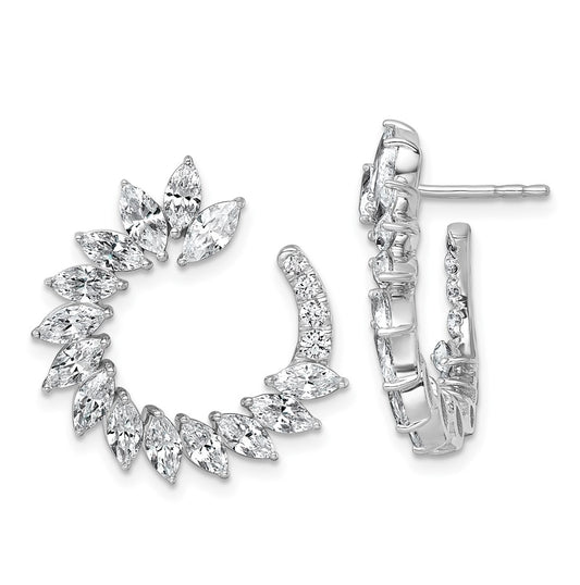 14k White Gold 3 3/4 carat Lab Grown Diamond VS+ F+ Complete Fashion J-Hoop Post Earrings