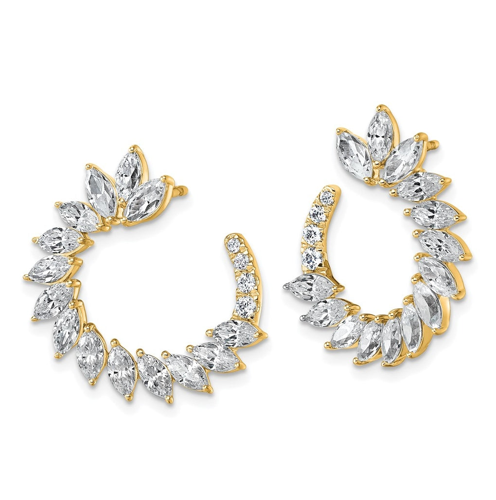 14k Yellow Gold 3 3/4 carat Lab Grown Diamond VS+ F+ Complete Fashion J-Hoop Post Earrings