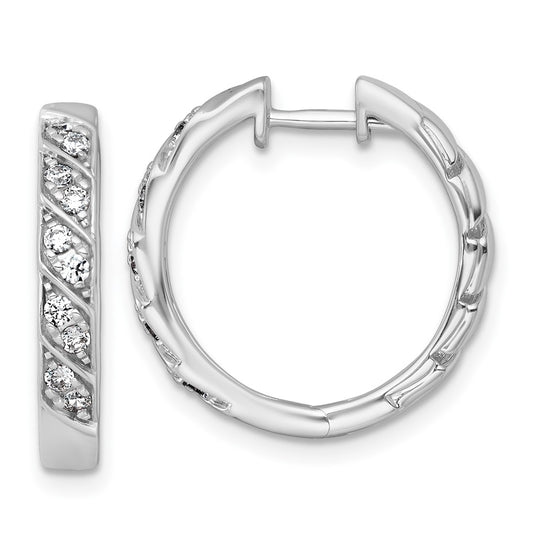 14k White Gold 1/3 carat Lab Grown Diamond VS+ F+ Complete Fashion Hoop Earrings