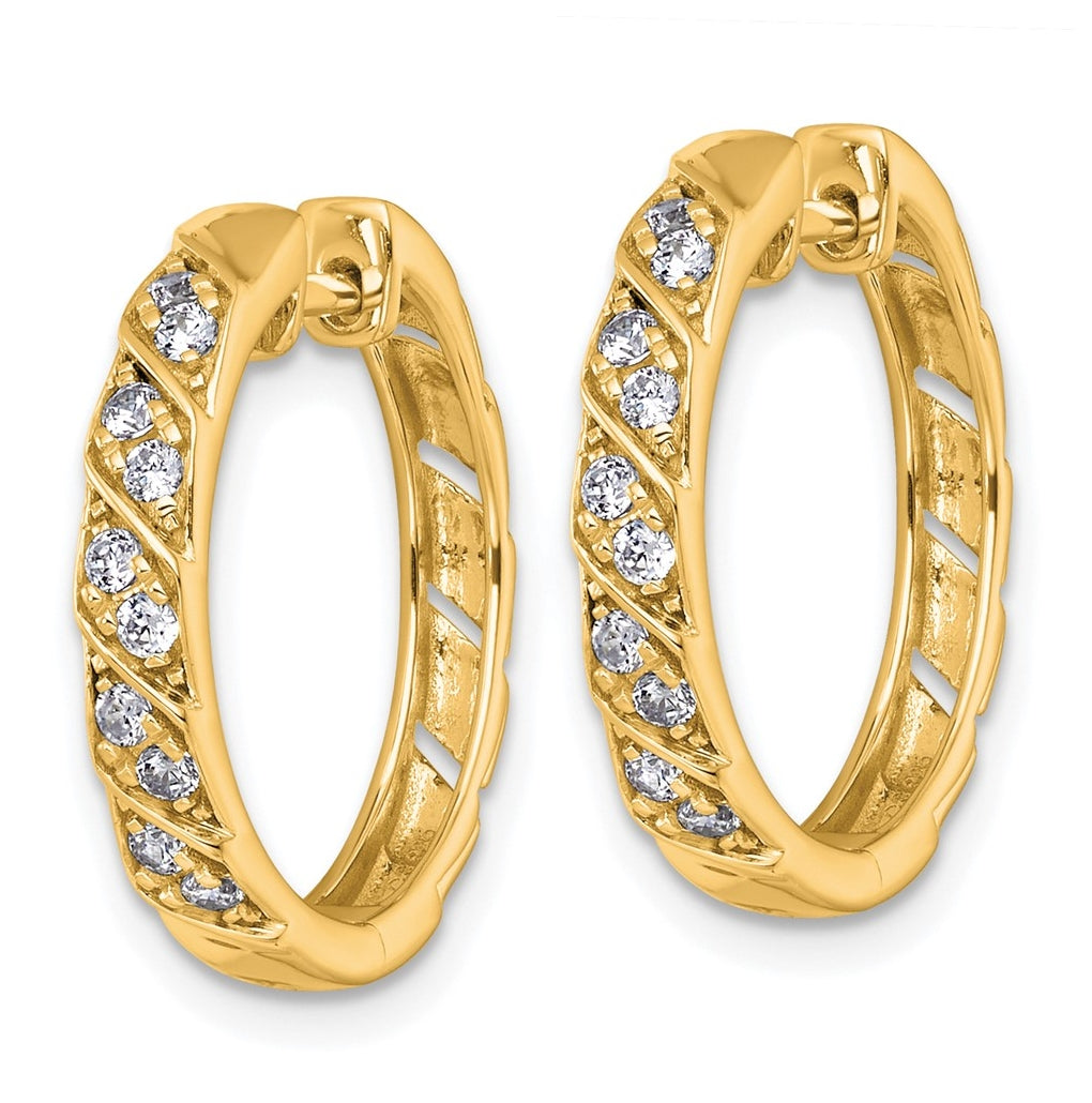 14k Yellow Gold 1/3 carat Lab Grown Diamond VS+ F+ Complete Fashion Hoop Earrings