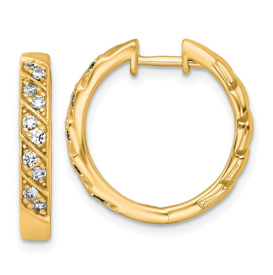 14k Yellow Gold 1/3 carat Lab Grown Diamond VS+ F+ Complete Fashion Hoop Earrings