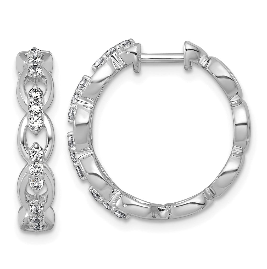 14k White Gold 3/8 carat Lab Grown Diamond VS+ F+ Complete Fashion Hoop Earrings
