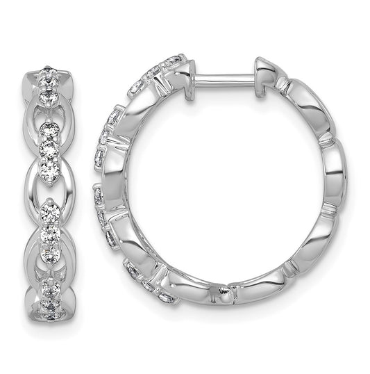 14k White Gold 3/8 carat Lab Grown Diamond VS+ F+ Complete Fashion Hoop Earrings