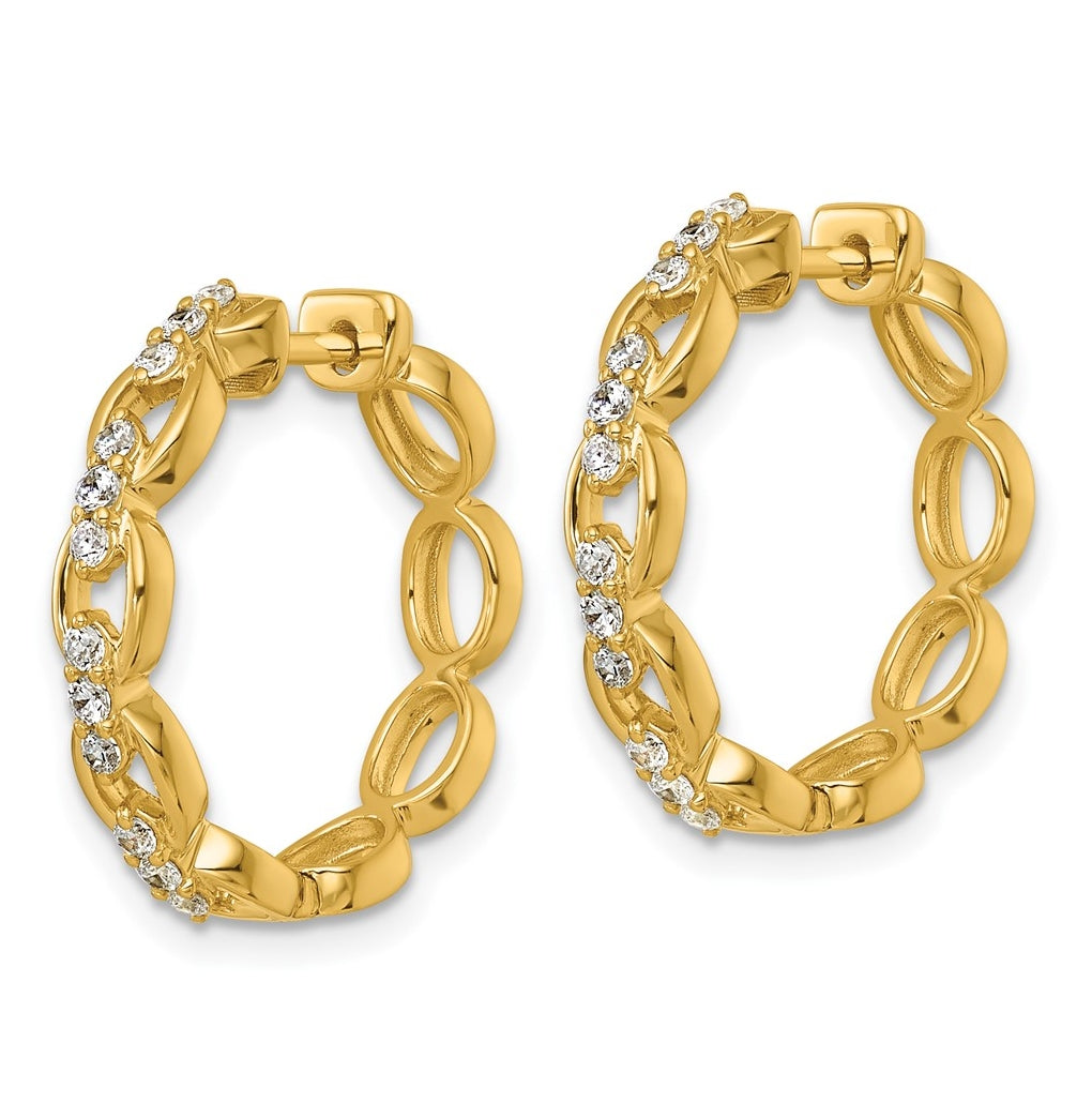 14k Yellow Gold 3/8 carat Lab Grown Diamond VS+ F+ Complete Fashion Hoop Earrings