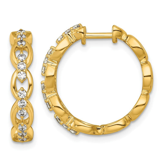 14k Yellow Gold 3/8 carat Lab Grown Diamond VS+ F+ Complete Fashion Hoop Earrings