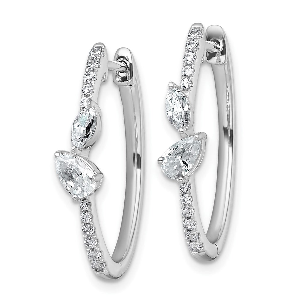14k White Gold 1 carat Lab Grown Diamond VS+ F+ Complete Hinged Hoop Earrings