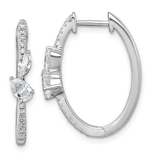 14k White Gold 1 carat Lab Grown Diamond VS+ F+ Complete Hinged Hoop Earrings