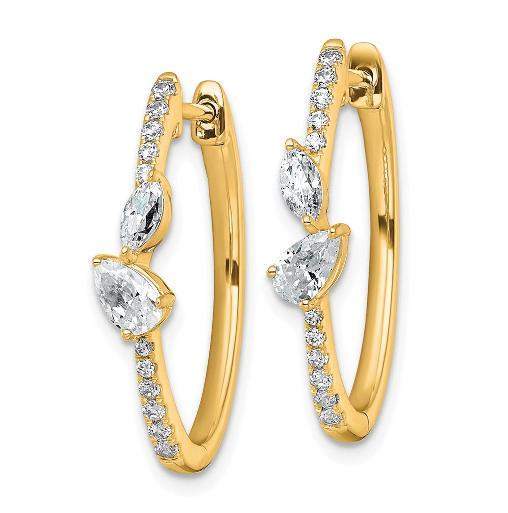 14k Yellow Gold 1 carat Lab Grown Diamond VS+ F+ Complete Hinged Hoop Earrings