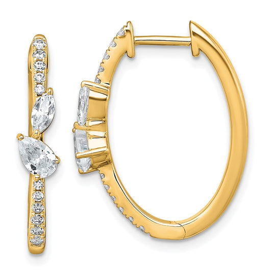 14k Yellow Gold 1 carat Lab Grown Diamond VS+ F+ Complete Hinged Hoop Earrings